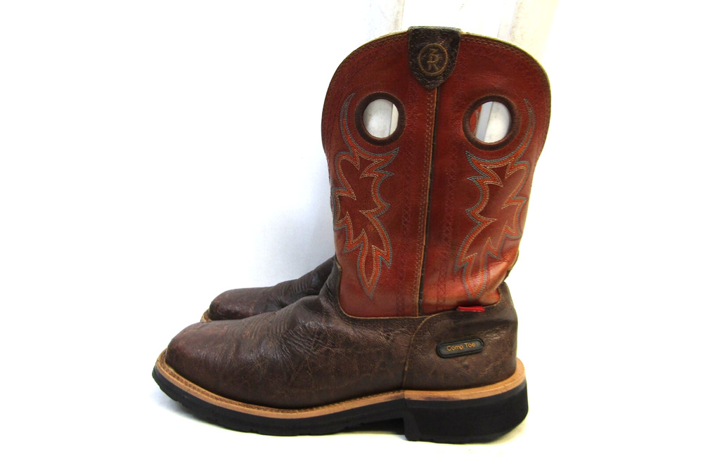 TONY LAMA Mens Size 10.5 D Brown Orange Leather Buckaroo Cowboy Western Boots
